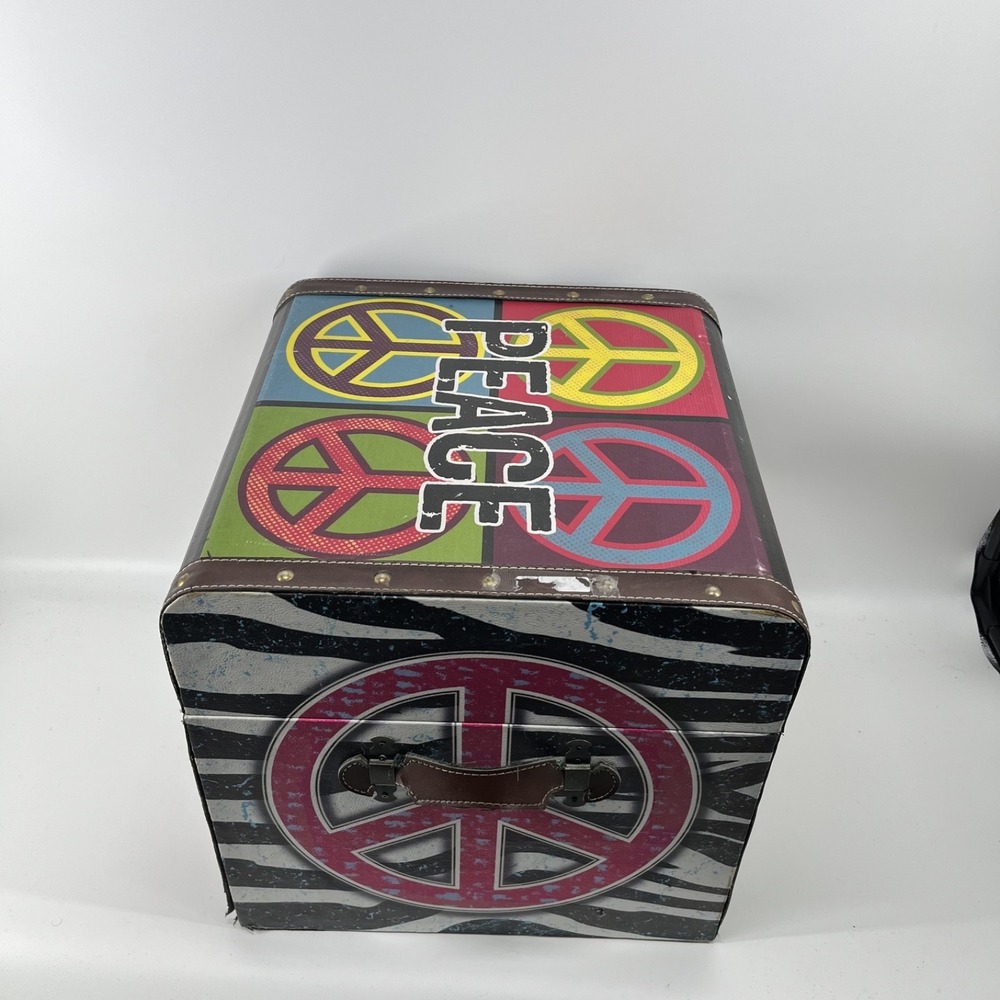 Vintage Peace Colorful Storage Box 16"x16"x16" - Picture 3 of 9